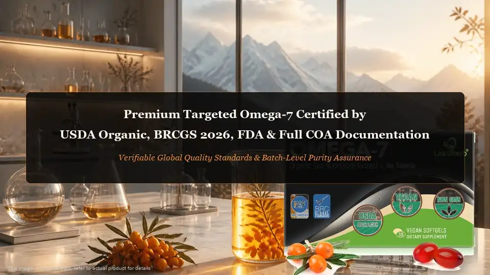 Laicuherb Premium Targeted Omega-7 Online Store Now Endorsed by USDA Organic, BRCGS 2026, FDA and Full COA Documentation